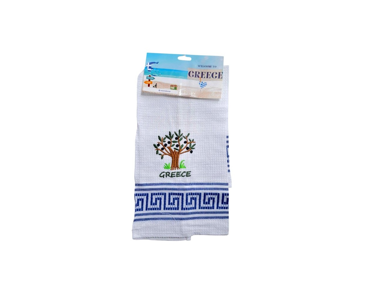 Πετσέτα ποτηρόπανο Souvenir με κέντημα - Σετ 12pcs - Greece - 416235
