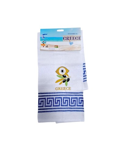 Πετσέτα ποτηρόπανο Souvenir με κέντημα - Σετ 12pcs - Greece - 416211