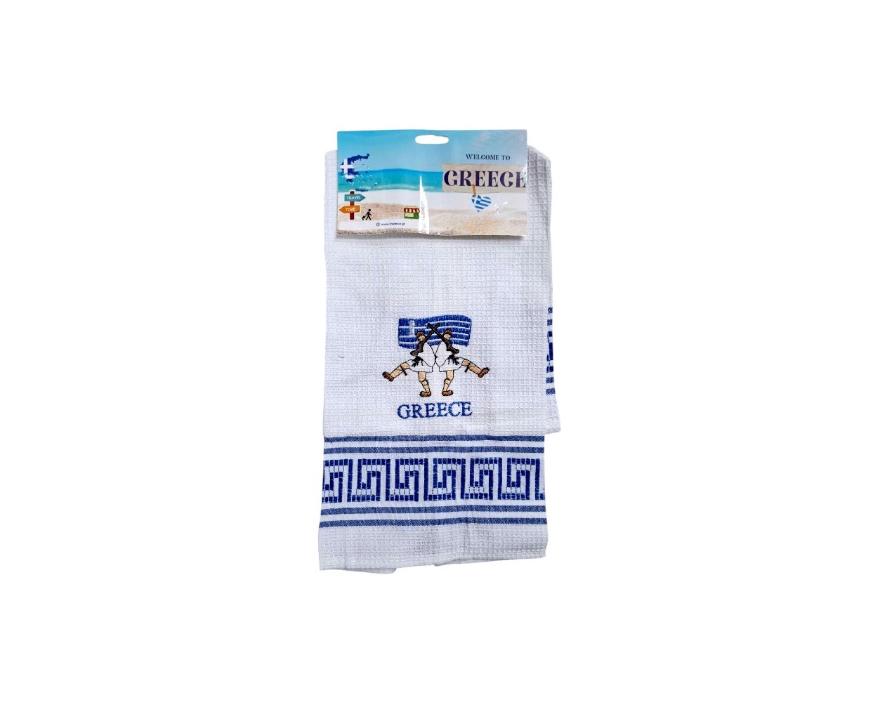 Πετσέτα ποτηρόπανο Souvenir με κέντημα - Σετ 12pcs - Greece - 416198
