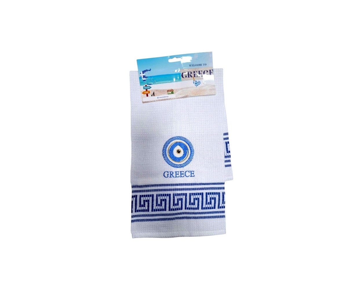 Πετσέτα ποτηρόπανο Souvenir με κέντημα - Σετ 12pcs - Greece - 416181