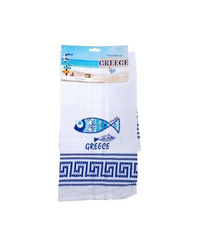 Πετσέτα ποτηρόπανο Souvenir με κέντημα - Σετ 12pcs - Greece - 416167