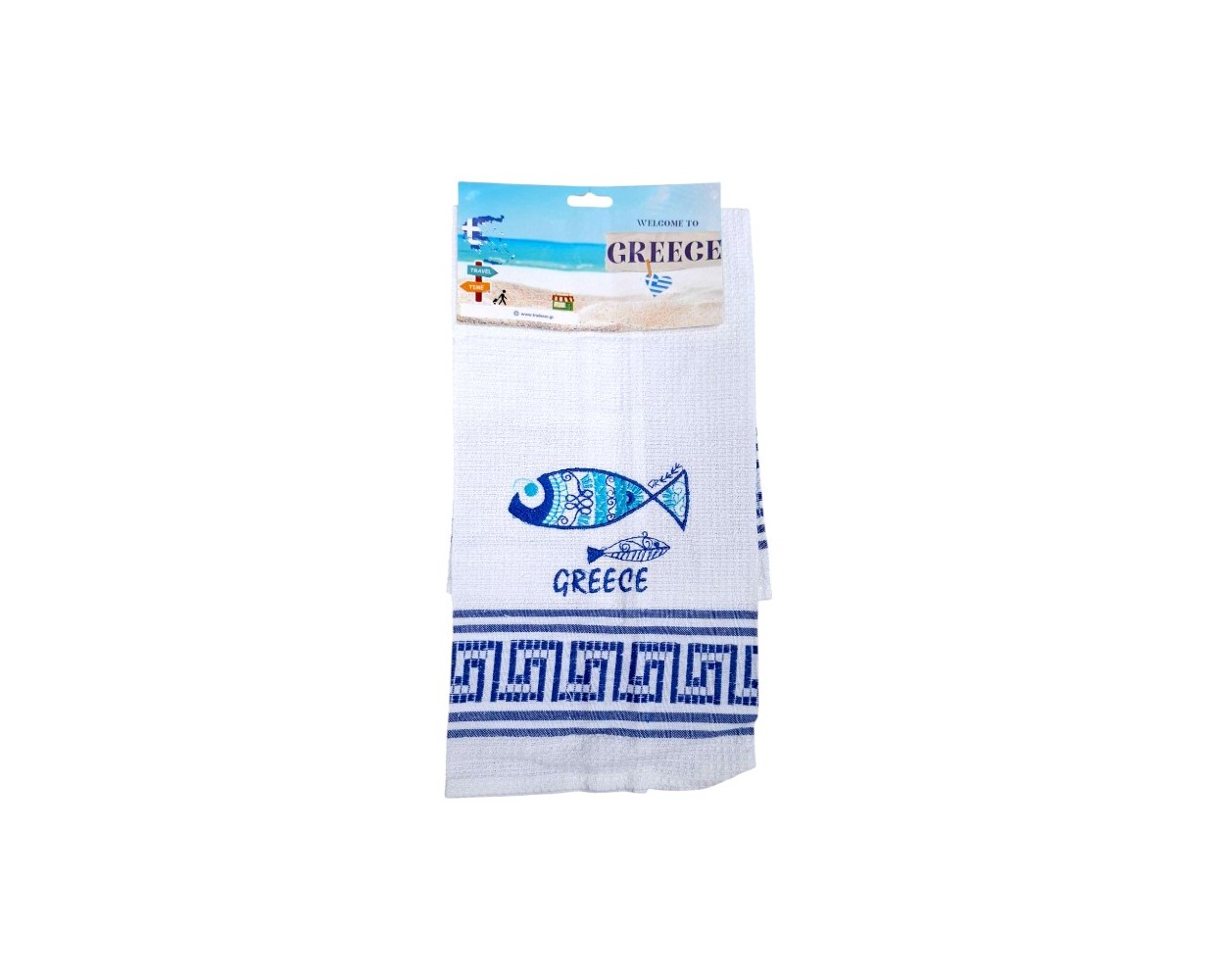Πετσέτα ποτηρόπανο Souvenir με κέντημα - Σετ 12pcs - Greece - 416167