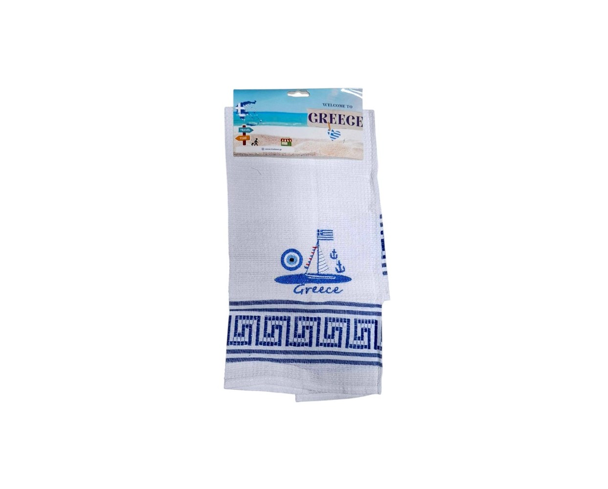 Πετσέτα ποτηρόπανο Souvenir με κέντημα - Σετ 12pcs - Greece - 416150