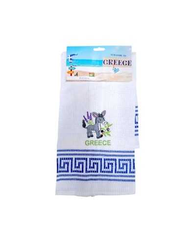 Πετσέτα ποτηρόπανο Souvenir με κέντημα - Σετ 12pcs - Greece - 416143