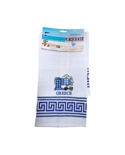 Πετσέτα ποτηρόπανο Souvenir με κέντημα - Σετ 12pcs - Greece - 416136