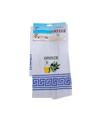 Πετσέτα ποτηρόπανο Souvenir με κέντημα - Σετ 12pcs - Greece - 416129