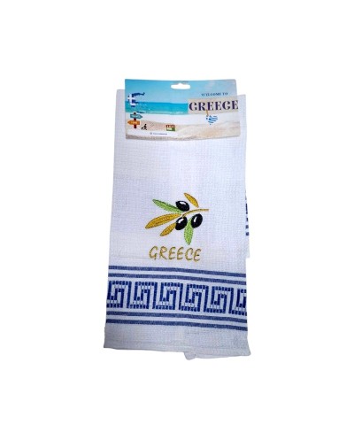 Πετσέτα ποτηρόπανο Souvenir με κέντημα - Σετ 12pcs - Greece - 416099