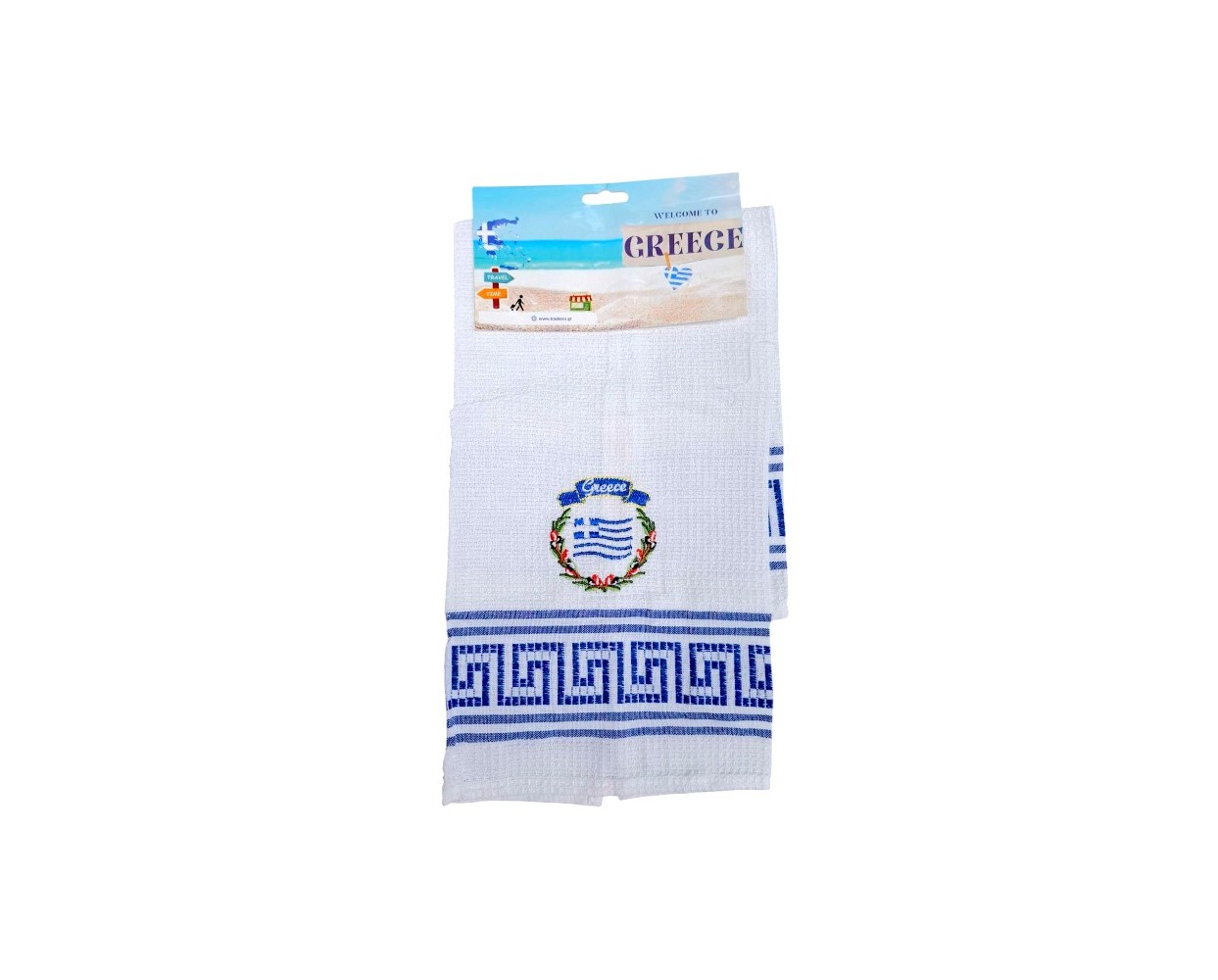 Πετσέτα ποτηρόπανο Souvenir με κέντημα - Σετ 12pcs - Greece - 416082
