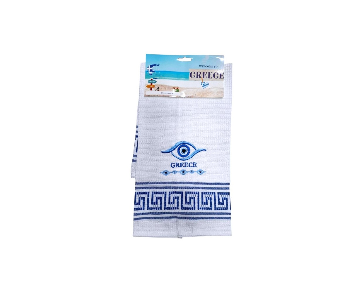 Πετσέτα ποτηρόπανο Souvenir με κέντημα - Σετ 12pcs - Greece - 416068