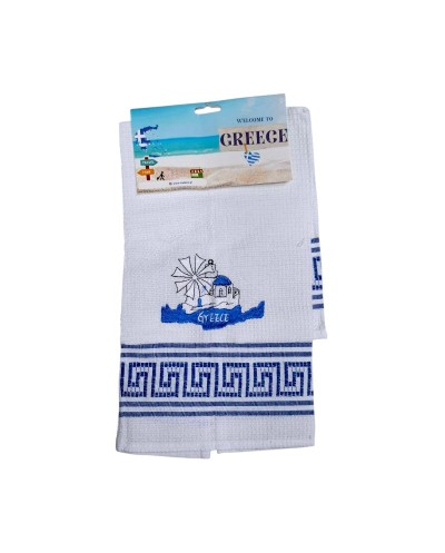 Πετσέτα ποτηρόπανο Souvenir με κέντημα - Σετ 12pcs - Greece - 416051