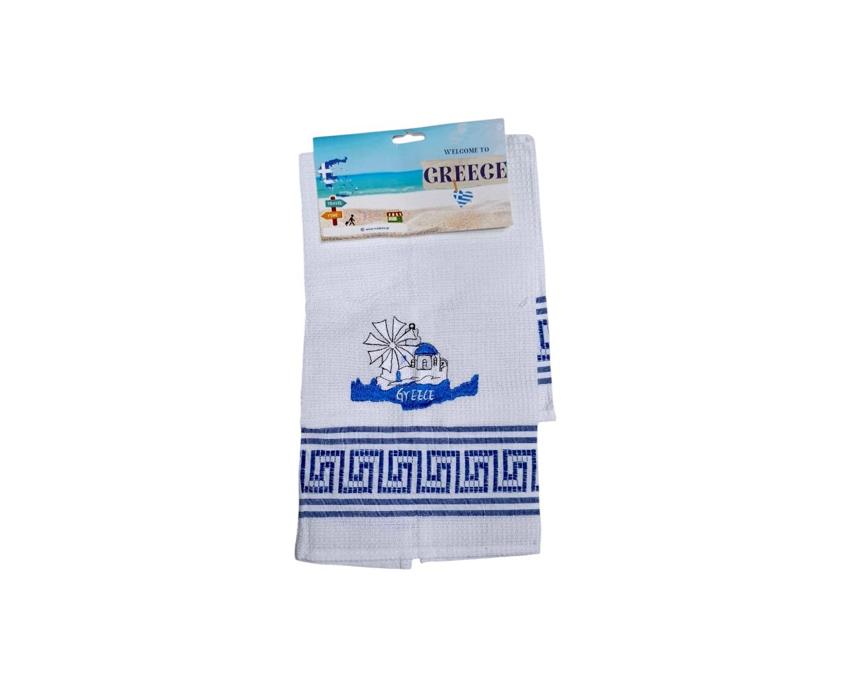 Πετσέτα ποτηρόπανο Souvenir με κέντημα - Σετ 12pcs - Greece - 416051