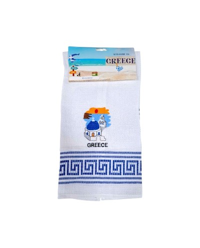 Πετσέτα ποτηρόπανο Souvenir με κέντημα - Σετ 12pcs - Greece - 416037