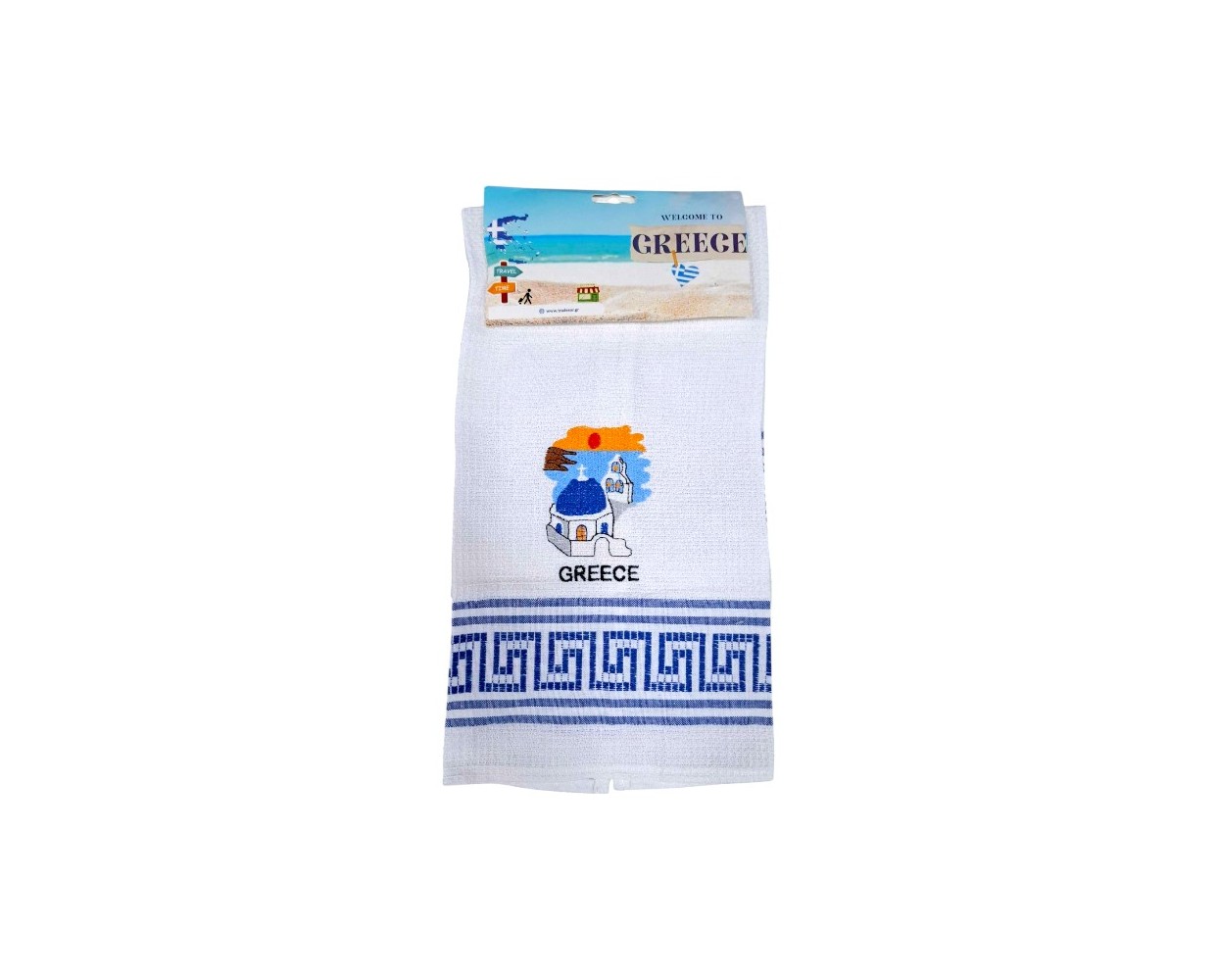 Πετσέτα ποτηρόπανο Souvenir με κέντημα - Σετ 12pcs - Greece - 416037