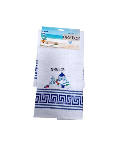 Πετσέτα ποτηρόπανο Souvenir με κέντημα - Σετ 12pcs - Greece - 416020