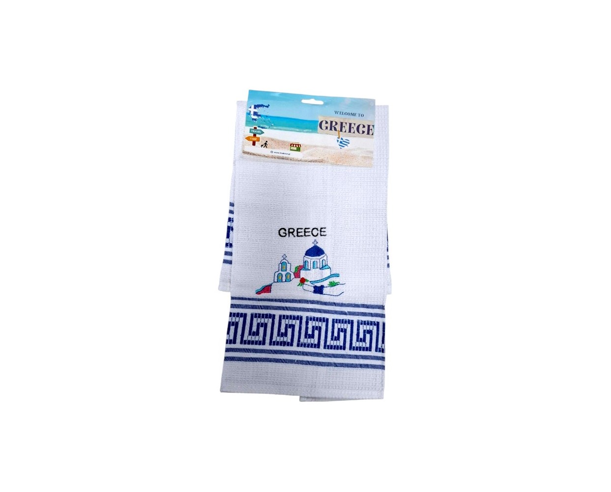 Πετσέτα ποτηρόπανο Souvenir με κέντημα - Σετ 12pcs - Greece - 416020
