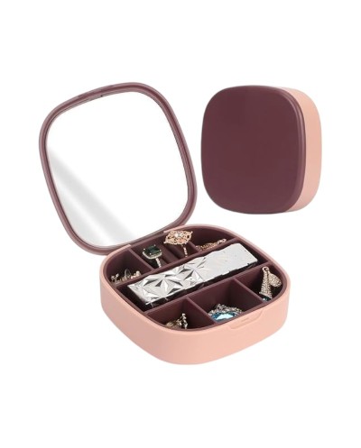 Θήκη οργάνωσης κοσμημάτων mini με καθρέπτη - LD988 - 292214 - Pink