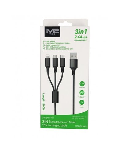 Καλώδιο Φόρτισης και Μεταφοράς Δεδομένων 3in1 USB to Lightning / Type-C / Micro USB 1