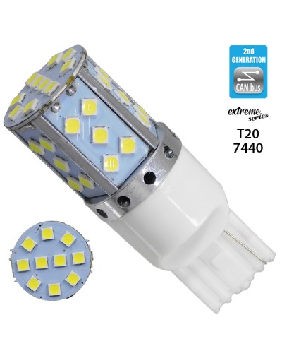 Λαμπτήρας LED Extreme Series Can-Bus 2ης Γενιάς με βάση T20 7440 16W 12v  Ψυχρό Λευκό 6000k GloboStar 81153