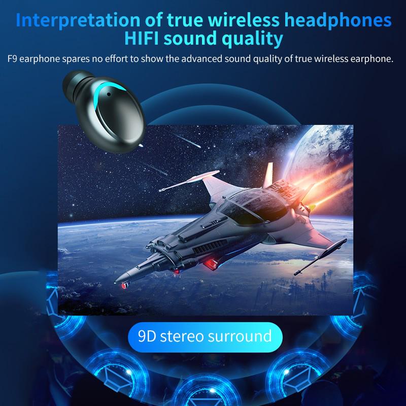 Ασύρματα Ακουστικά Bluetooth 5.0 με Power Bank και Ένδειξη Μπαταρίας TWS BTH-F9-5
