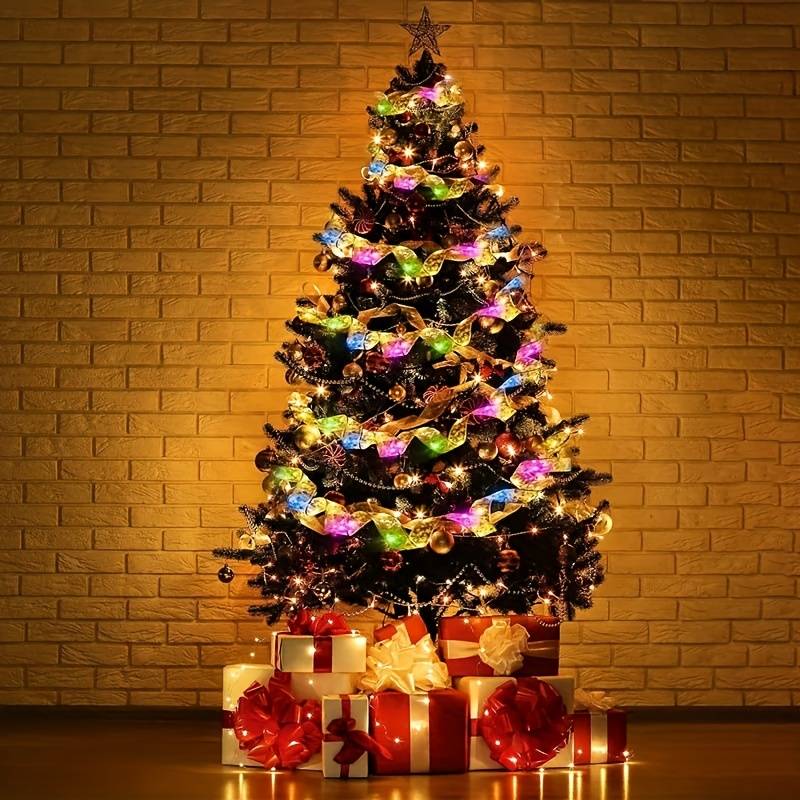 Χριστουγεννιάτικη Με Χρυσή Κορδέλα Μπαταρίας με Πολύχρωμο Φωτισμό 5M OEM A750